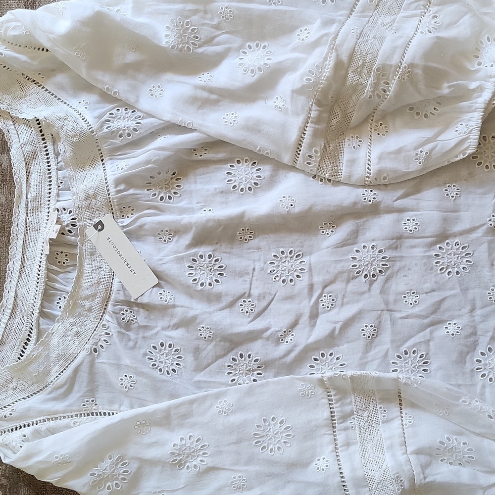 Anthropologie White Eyelet Top - Still Has Tags